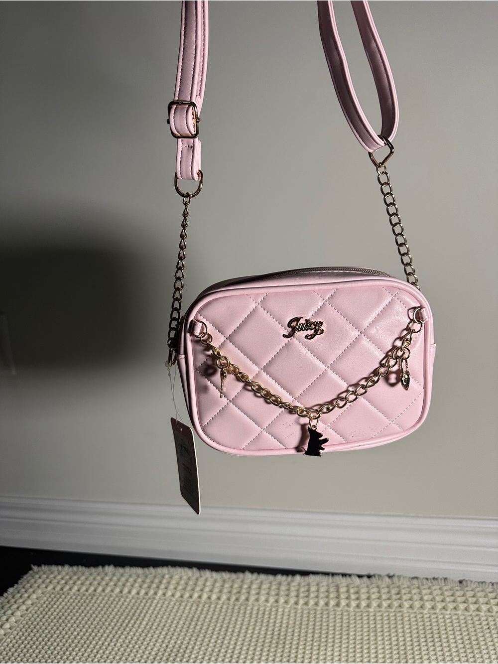 Juicy Couture Light Pink Quilted Purse with Charms - Picture 1 of 3